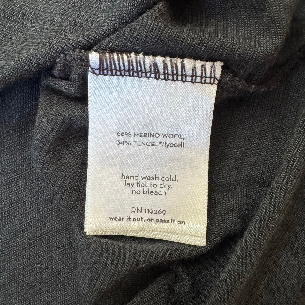 NAU Merino Blend Stripe Draped Neck Long Sleeve Top Size Small Womens Black Gray - Picture 7 of 10